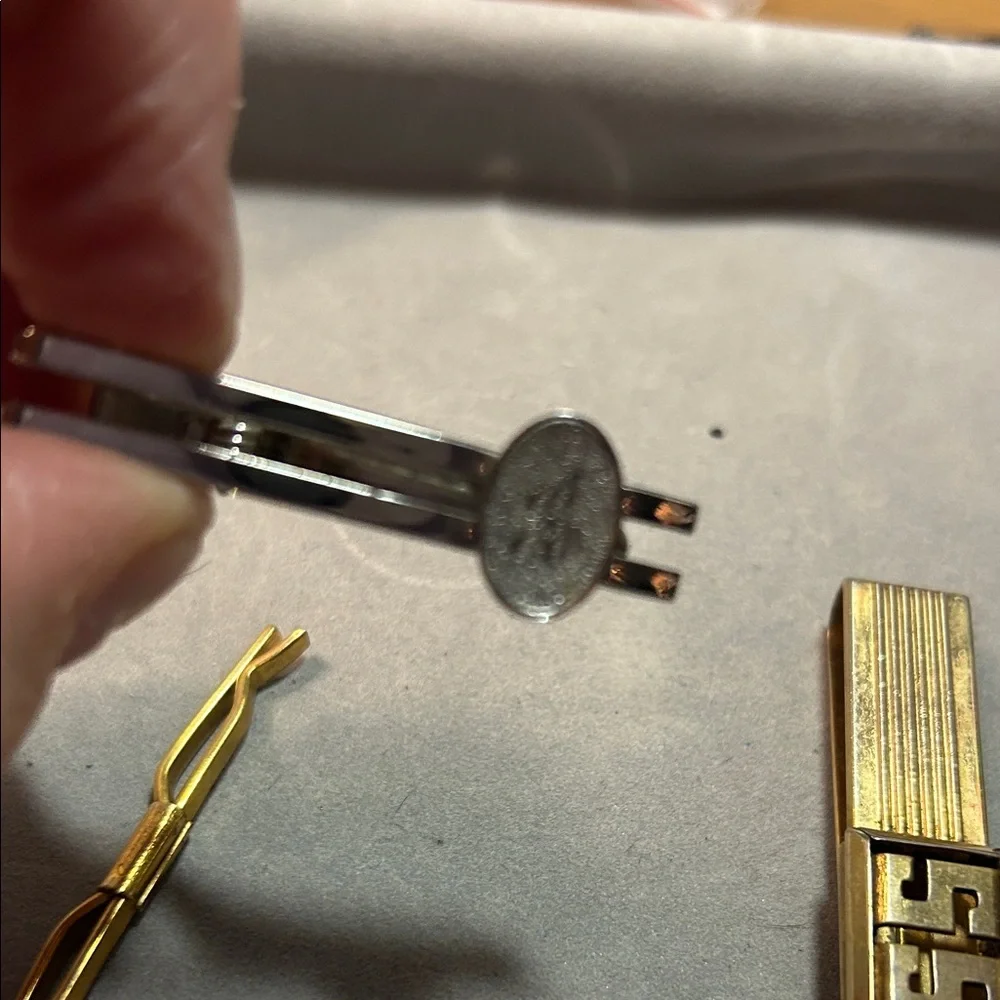 Gold and Silver Tie Clip and money holder Set